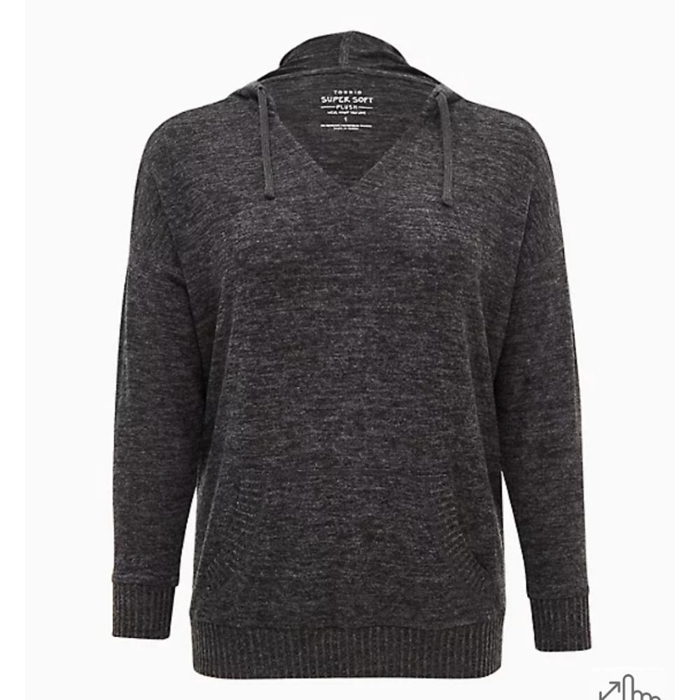 Torrid SUPER SOFT PLUSH BLACK HOODIE TUNIC in deep black sz 1 (14/16 xl)